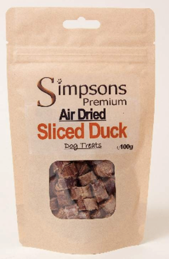 Immagine di Simpsons snack air dried treats ANATRA con mirtilli e mela 100 gr.