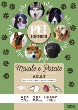 PETFORMULA MAIALE PATATE e FRUTTA ADULTO GRAIN FREE 10 KG