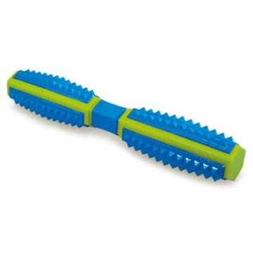 Immagine di GIOCO MANUBRIO PALO in GOMMA GIALLO BLU 28 cm massaggia gengive