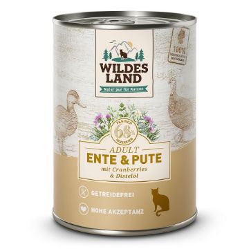 WILDES LAND CLASSIC UMIDO GATTO ANATRA TACCHINO E MIRTILLI FORMATO MAXI 400 gr  Completo