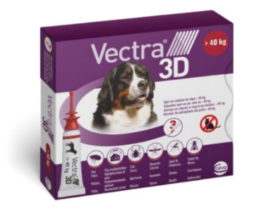VECTRA 3D CANE OLTRE 40 KG (3 PIPETTE) - CONTRO PULCI, ZECCHE E FLEBOTOMI