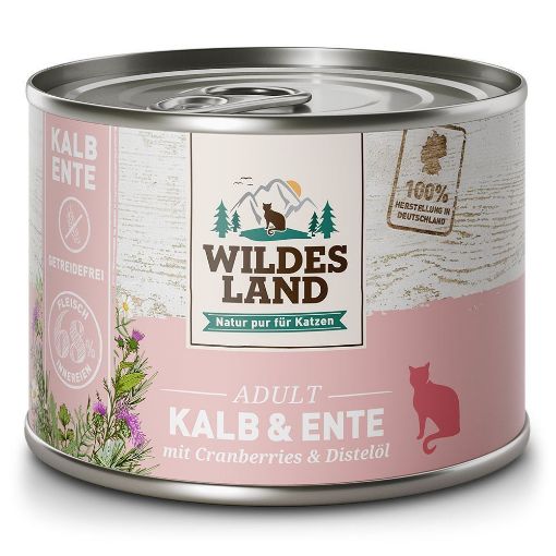 WILDES LAND UMIDO COMPLETO GATTO VITELLO E ANATRA e olio cartamo  200 gr  Linea Classic