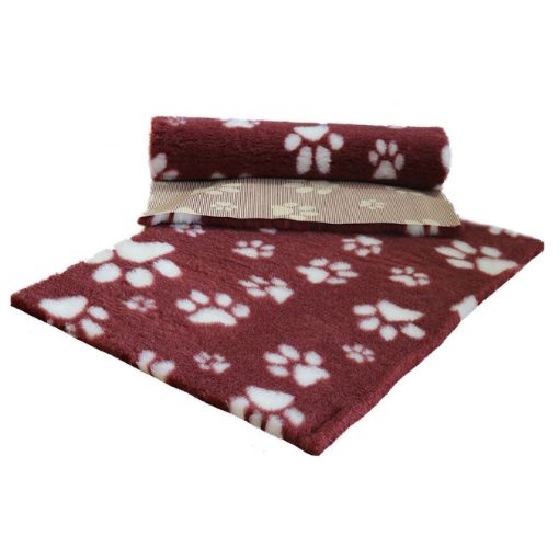 Cuscino tappeto relax VETFLEECE BORDEAUX E BIANCO  tg L  - 150x100 cm antiscivolo cani gatti - simil VETBED