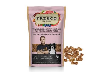 FRESCO SNACK PER ADDESTRAMENTO CAPRA E ALBICOCCA E ALGHE A FORMA DI OSSO 150 G