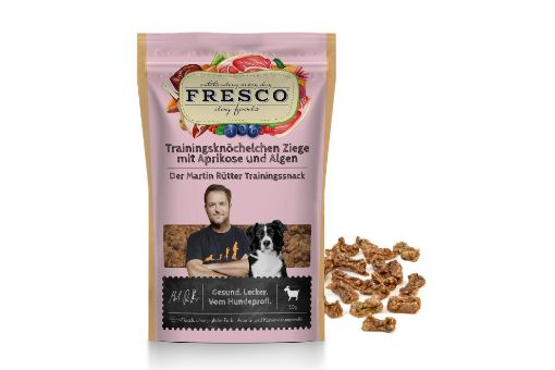 FRESCO SNACK PER ADDESTRAMENTO CAPRA E ALBICOCCA E ALGHE A FORMA DI OSSO 150 G