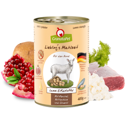 GRANATAPET UMIDO Grain Free AGNELLO E PATATE CON FINOCCHIO, RICOTTA E OLIO D'OLIVA LIEBLING's MAHLZEIT 800 GR