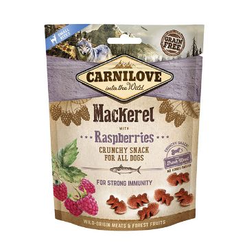 CARNILOVE CRUNCHY SNACK CANE  SGOMBRO E LAMPONI 200 GR. GRAIN FREE