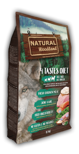 NATURAL WOODLAND 4 TASTES 15 KG - HYBRID ADULTO E CUCCIOLI