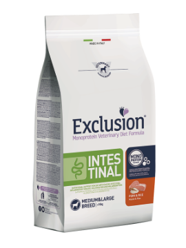 EXCLUSION GASTROINTESTINAL MAIALE RISO 12 KG HYPOALLERGENIC LARGE BREED   SPEDIZIONE GRATIS 