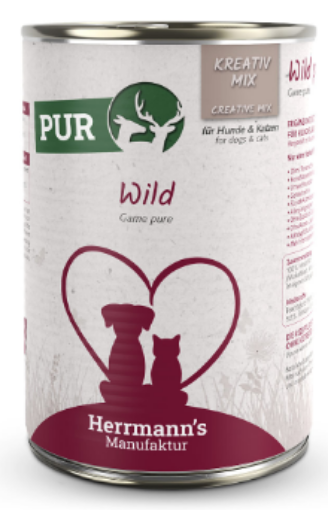 HERRMANN'S KREATIV MIX SELVAGGINA PURA UMIDO CANE- GATTO COMPLETO  400g 