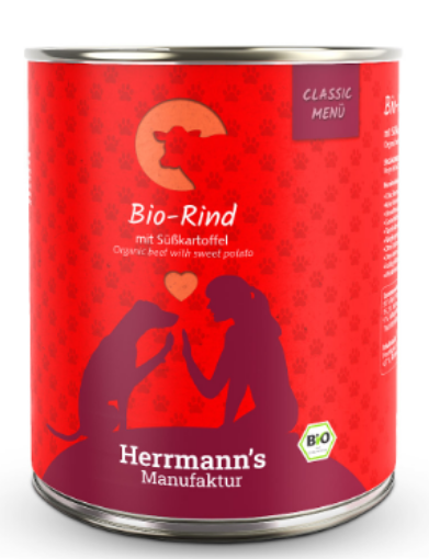 HERRMANN'S BIO MANZO E PATATE DOLCI UMIDO CANE COMPLETO 800G