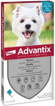 6 PIPETTE ADVANTIX SPOTON  4-10 KG  ANTIPARASSITARIO 