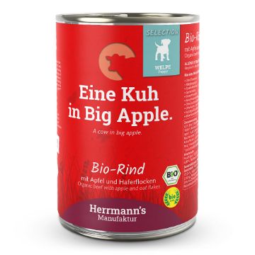 HERRMANN'S BIO MANZO PUPPY con mele ed avena UMIDO CANE COMPLETO  400g  