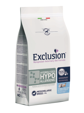 EXCLUSION HYDROLIZED HYPOALLERGENIC  FISH 12 KG MEDIUM LARGE BREED  