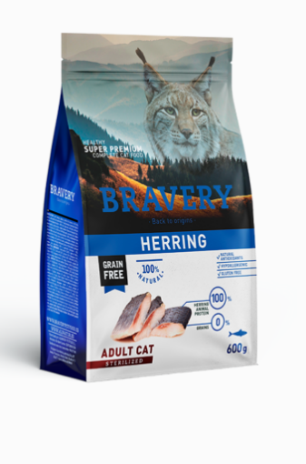 BRAVERY ARINGA 600 GR  GATTO STERILIZZATO GRAIN FREE 