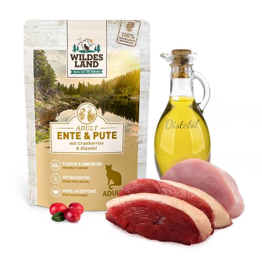 Wildes Land - cibo umido GATTO - anatra e tacchino con olio di cartamo  100 g