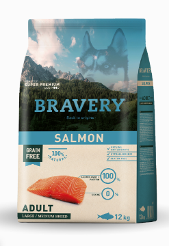 BRAVERY SALMONE ADULTO MEDIUM LARGE  12 KG GRAIN FREE 