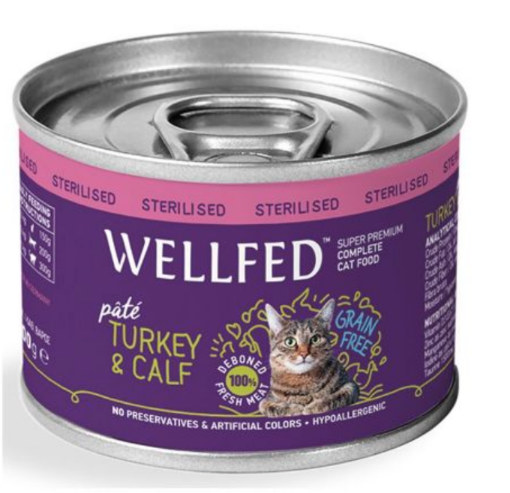 WELLFED TACCHINO E VITELLO 200 GR. UMIDO GATTO STERILIZZATO COMPLETO