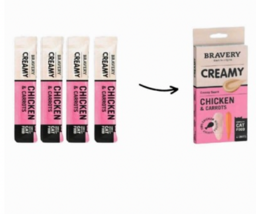   SNACK CREAMY POLLO CAROTE BRAVERY  (4x14 gr) x GATTO